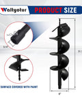 Earth Auger Drill Bit 8 Inch Diameter By 31 Inch Length Spiral Garden Hole Digger with 3/4 Inch Shaft, steel construction