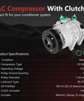 Fresh Heavy Duty Air Conditioning Compressor With Clutch Quick Bolt Swap For Hyundai Sonata And Kia Optima 2012 To 2018 detailed view with specifications.