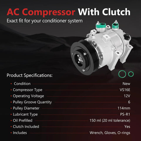Fresh Heavy Duty Air Conditioning Compressor With Clutch Quick Bolt Swap For Hyundai Sonata And Kia Optima 2012 To 2018 detailed view with specifications.