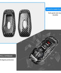 Heavy Duty Smart Key Fob Cover For Ford And Lincoln Rides 2013 Through 2017 With Four Or Five Buttons, carbon fiber design.