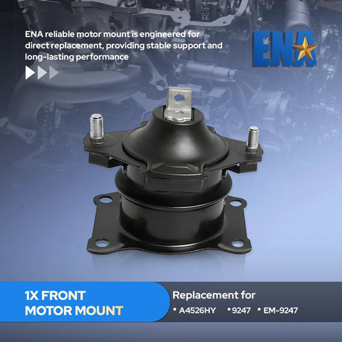 Front view of a front motor mount from the Six Piece Drop In Engine And Transmission Mount Set For Honda Accord 2003 2007 2.4L Automatic Replacement Kit With Mounts Compatible With A4526HY A4517 A4516 A4510 A4509 A4542.
