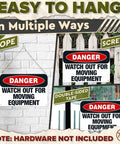 Hanging options for Watch Out For Moving Equipment Sign 8x12 Inch Aluminum Metal Safety Sign For Industrial Job Sites Construction Sites