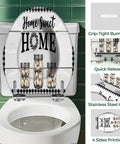 Elongated Toilet Seat Resin for Farmhouse Bathroom with jar designs, fits most toilets and includes grip-tight bumpers.