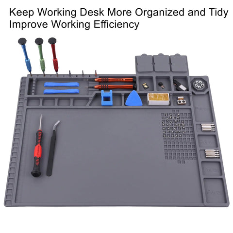 Tough As Nails Heat Resistant Soldering Mat With Integrated Scale And Heavy Duty Magnetized Tray for organizing tools and repairs.
