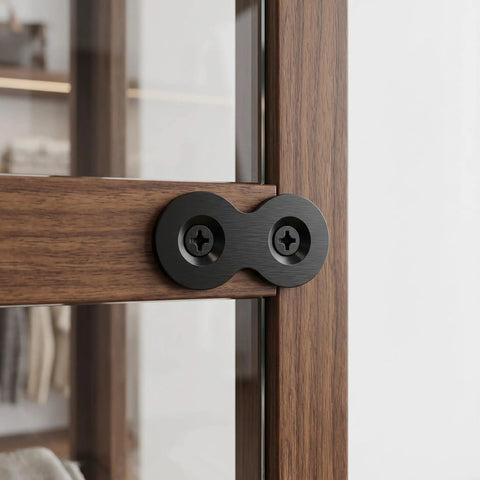 Heavy Duty Iron Table Top Fasteners With Screws, Dual Hole Design on wooden frame, Black Finish, Universal Fit