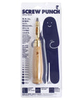 Zero Drama Hand Screw Punch Tool Body With Replacement Blade For Leather And Fabric Crafting in packaging showing 3mm blade.