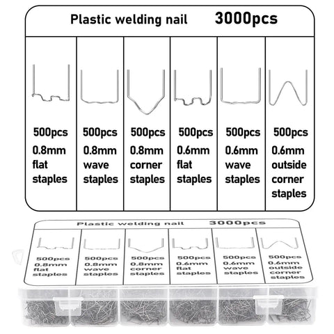 Plastic Welding Staples 3000 Pcs With Storage Box In 6 Shapes For Car Bumpers Cracks And Daily Plastic Repair Garage Ready Welder Supplies