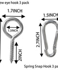 Hardcore Heavy Duty Eye Hooks And Snap Links That Are Legit Tough For Hammocks And Swings With Premium Grade Rust Proof Steel Spring Hooks Perfect For Your Next Project - screw eye and snap hooks set with dimensions.