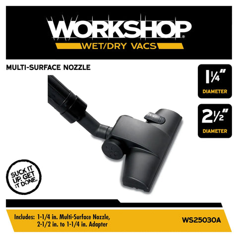 All-Purpose Wet Dry Vacuum Floor Nozzle Attachment with dual brushes for 1-1/4-inch and 2-1/2-inch extension wands