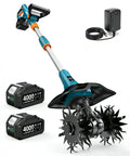 Cordless Tiller Cultivator For Gardening, 20V With Dual 4Ah Batteries, 9 Inch Tilling Width And 6.6 Inch Depth, Lightweight Rototiller