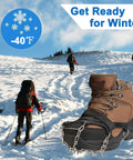 Ice Cleats For Boots Anti Slip Crampons With 19 Stainless Steel Spikes Traction Grips For Hiking Walking Fishing Mountaineering And Climbing Durable Snow Footwear Protection For Men And Women