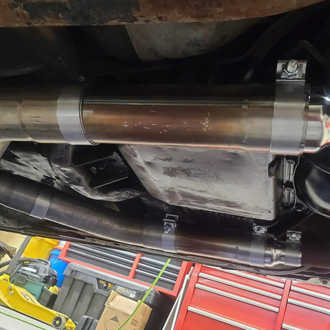 Installed Six Pack 3 Inch Stainless Steel Exhaust Clamp For Butt Joint Pipes, Heavy Duty No Fuss Muffler Seal Band Clamp, Silver Finish