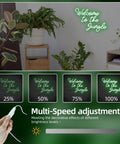 Welcome To The Jungle Neon Sign Green LED Light For Wall Decor USB Powered Jungle Theme Decor with brightness settings shown