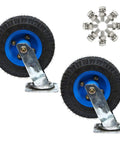 Heavy Duty Pneumatic Rubber Wheel Swivel Caster With Brakes Built Like A Tank For Smooth Industrial Glides And Heavy Lifting Features inflatable tires and metal brackets.