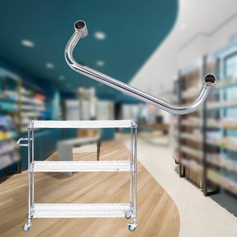 Built Like A Tank Chrome Shelf Handle With Push Bar For Mobile Wire Shelving Racks Featuring An Ergonomic Rock Solid Grip Quick Swap Steel Armrest 45 Cm
