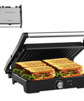 Versatile Contact Grill And Panini Press With 180 Degree Floating Hinge Plates For Steaks, Sausages, Quesadillas grilling sandwiches.