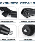 Front Upper Control Arm And Ball Joint Replacement Kit For Chevy Trailblazer GMC Envoy Buick Rainier Oldsmobile Bravada Saab 9-7x Four Piece Set Beefed-Up Front End Suspension Upgrade Fits 2002 Through 2009 And Related SUVs. Black steel control arm close-up, pre-greased joint.