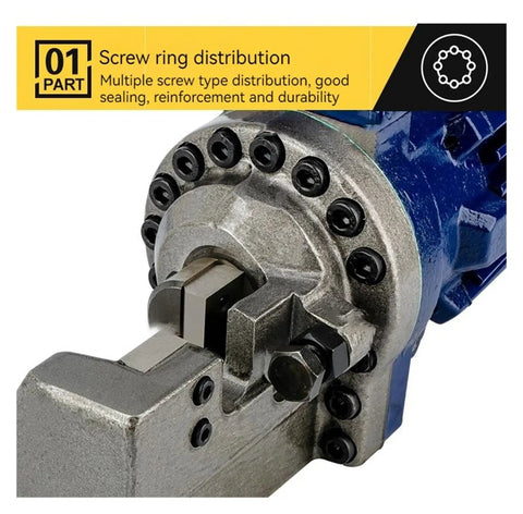 Close-up of the Portable Hydraulic Steel Bar Shear And Electric Crimping Tool showing screw ring distribution for durability.