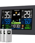 All In One Weather Station With Wireless Indoor And Outdoor Sensors Seven Point Five Inch Display HD Three Sensor Outdoor Thermometer Real Time Weather Forecast Atomic Clock Barometric Pressure Moon Phase Easy Home Weather Monitoring