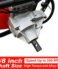 Close-up of the alloy gearbox of Forty Three CC Gas Earth Auger Powerhead With 8 Inch Auger Bit For Post Holes EPA Compliant Durable One Man Digger