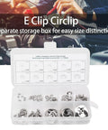 120Pcs E Clip Ring Set 1.5mm To 10mm Stainless Steel External Retaining Rings Circlip Assortment storage box display