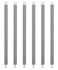 6 Piece Stainless Steel Extension Springs With Double Hook Ends Heavy Duty return springs arranged in a row, ideal for garage door systems.