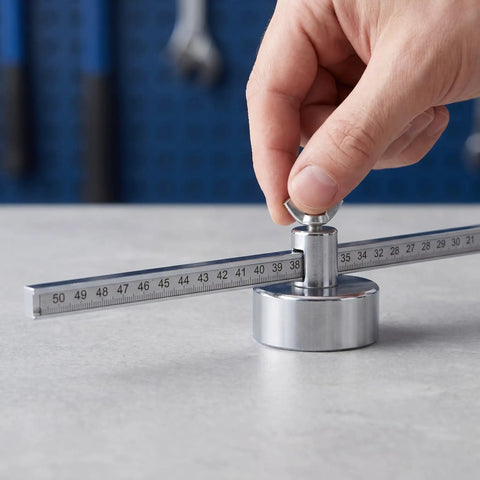 Hand adjusting Portable Torch Circle Cutting Guide Roller Wheel Compass for Oxyacetylene and Plasma Torches on metal surface