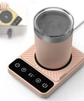 Electric Cup Warmer And Chiller For Desk Rapid Heat Chill Base 350Ml Portable Beverage Heater with digital control display and glass tumbler.