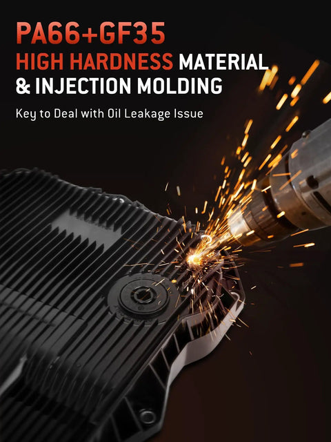 8 Speed Automatic Transmission Oil Pan With Bolts And Gasket for Ram showing high hardness material with sparks