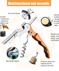 Six Piece Orange Wine Opener Set With Professional Waiter Corkscrews Stainless Bottle Opener Fold Out Serrated Foil Cutter Travel Ready