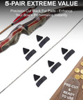 Five Pairs Traditional Recurve Bow Hair Arrow Rests Pre Cut Leather Shelf Pads With Triangle Plates scattered with bow