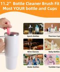 Hand using 11.2-inch brush from 3 Pack Cup And Bottle Cleaning Brush Set With Straw And Lid Cleaners For Cups, Tumblers