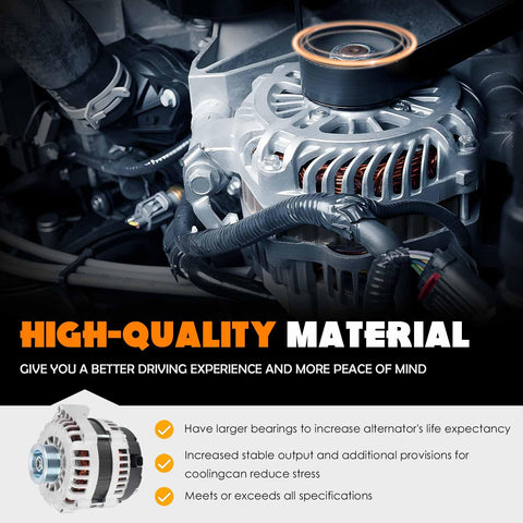 90 Amp Beefed Up High Output Alternator Replacement Fits Cherokee 91-98 2.5L Grand Cherokee 93-98 4L Wrangler 91-98 2.5L