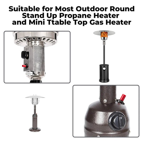 Piezo Igniter With Cable For Outdoor Propane Heaters Replacement Part CSA Certified Sparker Cable 36cm Fits Most Round Stand Up And Mini Tabletop Heaters Durable High Performance; heater and igniter in multiple views