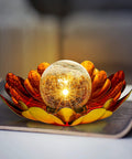 Solar Lotus Flower Light Outdoor Decor For Garden Backyard Waterproof Metal Yard Ornament with glowing center and gradient petals