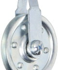 3 Inch Heavy Duty Galvanized Steel Pulley With Strap And Axle Bolt For 5 16 Inch Steel Cable Single Pack, side view