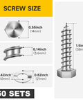 304 Stainless Steel Lag Bolts Kit Three Eighths Inch By One And One Half Inch With Flat Washers And Hex Socket Heavy Duty Wood Fasteners For Wood To Heavy Materials Construction And Outdoor Projects 50 Pieces Bright Finish, diagram showing dimensions