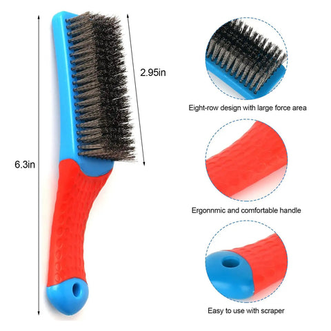 Heavy Duty Stainless Steel Wire Brush For Cleaning Metal Rust Removal And Paint Scrubbing With Rubber Covered Handle