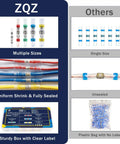 Comparison of 540 Piece Solder Seal Wire Connectors Kit with heat shrink versus others, showing multiple sizes and clear labeling.