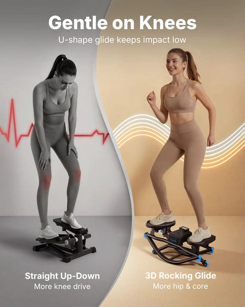 Smooth 3D Motion Rocking Stepper For Home Workouts Hits Different With Side To Side Action Built To Sculpt Glutes Thighs And Core Without Breaking A Sweat While Getting Firm Gains in use, showcasing gliding motion.
