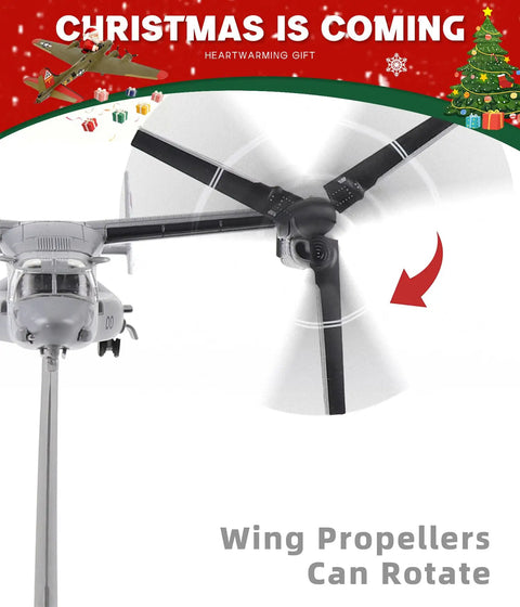V-22 Osprey 1 To 144 Scale Die Cast Model Aircraft Kit All Metal Navy Military Plane With Foldable Wings on display stand