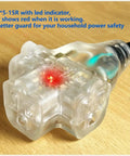 10-50P Male To 3x 5-15R Tri Outlet With Lighted Neon Guard Converts 220/250V Stove Range Oven To 110/125V Power For Home Use, 30A Max, 3750W Output, Household Electrical Adapter For Appliances And Tools, LED indicator glowing red.