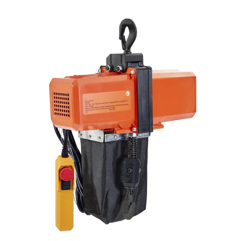 Heavy Duty 1100 Lb Electric Chain Hoist 15 Ft Lift with copper motor and remote control for heavy jobs.