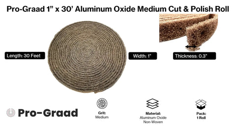 1 Inch Aluminum Oxide Non Woven Cut And Polish Roll, 30 Foot Length, Medium Grit 7440 for Heavy Duty Blending, Cleaning