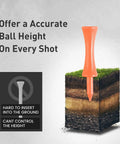Castle Golf Tees Two And One Quarter Inch With Stopper 50 Pack Pro Grade Durable Plastic Tees image with ball height demonstration