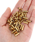 Brass compression tube inserts, 1/4 in ID, 4 mm OD, gold, 50 pcs in hand