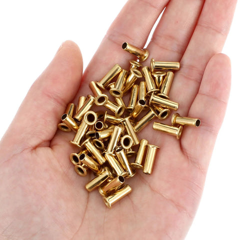 Brass compression tube inserts, 1/4 in ID, 4 mm OD, gold, 50 pcs in hand