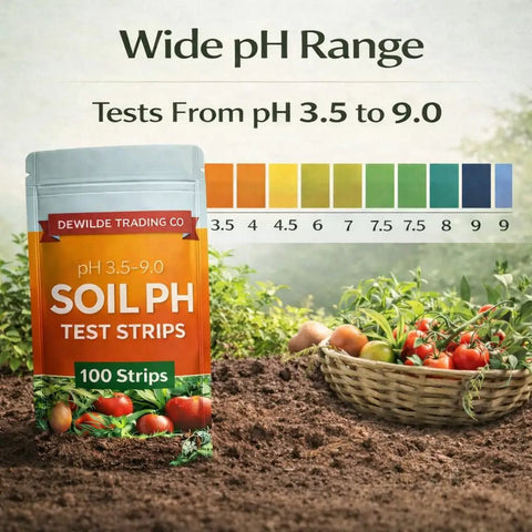 Soil pH Test Strips Kit For Gardens And Lawns, 100 Tester Strips, 3.5 To 9 Range, Quick Accurate Readings For Garden Soil, Lawn Grass