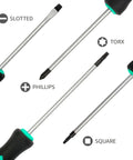 Magnetic Screwdriver Set 12 Piece With Phillips Slotted Torx Square And Stubby Heads Non Slip Ergonomic Handle