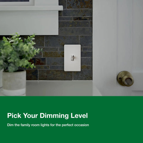 Ivory Toggle Dimmer Switch With Smooth Glide Lever For Led Halogen And Incandescent Bulbs 150 Watt Single Pole Or 3 Way No Sweat Installation mounted on stone wall.